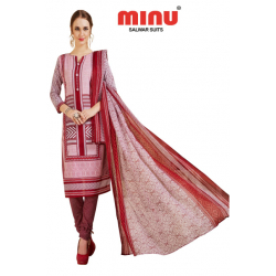 Minu Red Cotton Festive Wear Salwarsuit