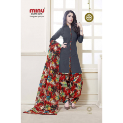 Minu Grey Cotton Patyala Design Salwarsuit