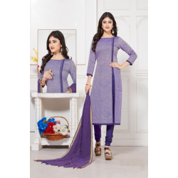 Minu Voilet Cotton Handloom Solid Print Salwarsuit