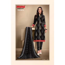 Minu Black Cotton Regular Wear Design Salwarsuit