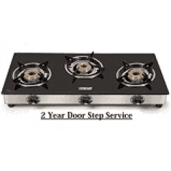 Eveready TGC 3B Glass Top Gas Stove, 3 Burner Gas Stove, Black 