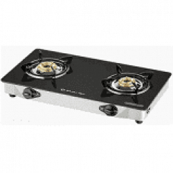Two Burner SS Body Glass Top Gas Stove
