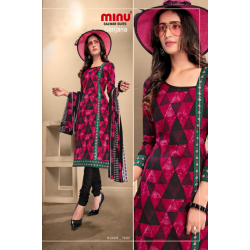 Minu Red Cotton Regular Wear Design Salwarsuit