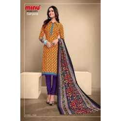 Minu Golden Yellow Cotton Regular Wear Design Salwarsuit
