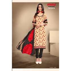 Minu Beige Cotton Regular Wear Design Salwarsuit