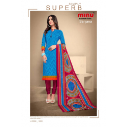 Minu Blue Cotton Regular Wear Design Salwarsuit