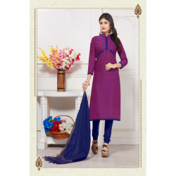 Minu Marron Cotton Handloom Solid Print Salwarsuit