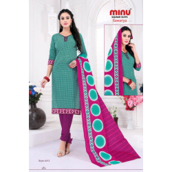 Minu Green Printed Cotton Salwarsuit
