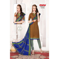 Minu Dark Yellow Printed Cotton Salwarsuit