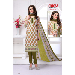 Minu Beige Printed Cotton Salwarsuit