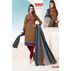 Minu Khaki Dark Cotton Salwarsuit