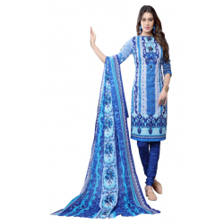 Minu Blue Cotton Salwarsuit