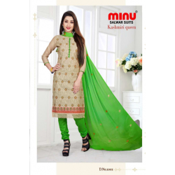 Minu Green Chanderi Cotton Party Wear Designer Embroidered Salwarsuit