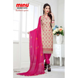 Minu Pink Chanderi Cotton Party Wear Designer Embroidered Salwarsuit