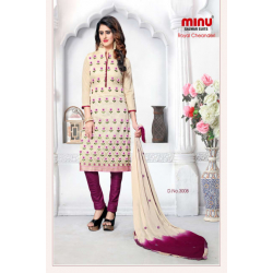 Minu Marron Chanderi Cotton Designer Salwarsuit