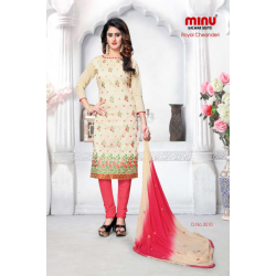 Minu Salmon Chanderi Cotton Designer Salwarsuit