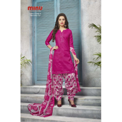 Minu Pink Cotton Party Wear Patyala Salwarsuit