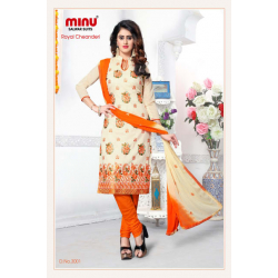 Minu Orange Chanderi Cotton Designer Salwarsuit