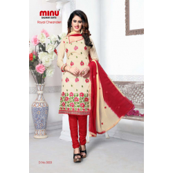 Minu Red Chanderi Cotton Designer Salwarsuit