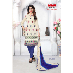 Minu Blue Chanderi Cotton Designer Salwarsuit