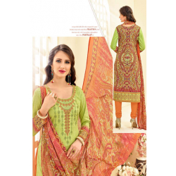 Minu Green Cotton Party Wear Salwarsuit