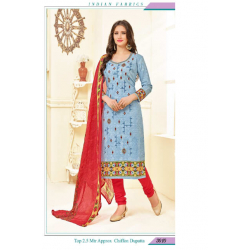 Minu Sky Blue Cotton Party Wear Salwarsuit