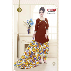Minu Red Cotton Patyala Design Salwarsuit
