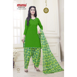 Minu Green Cotton Patyala Design Salwarsuit