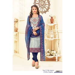 Minu Grey Cotton Party Wear Salwarsuit