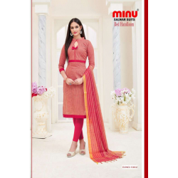 Minu Red Handloom Cotton Season Wear Salwarsuit