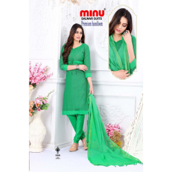 Minu Green Cotton Handloom Color Salwarsuit