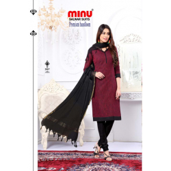 Minu Dark Brick Red Cotton Handloom Color Salwarsuit