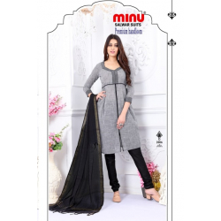 Minu Black Cotton Handloom Color Salwarsuit