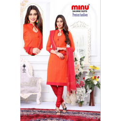 Minu Orange Cotton Handloom Color Salwarsuit