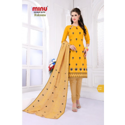 Minu Yellow Embroidered Cotton Salwarsuit