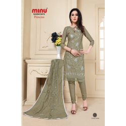 Minu Dark Peach Green Embroidered Cotton Salwarsuit