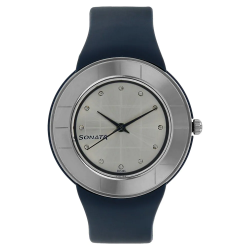 Silver Dial Plastic Strap Watch