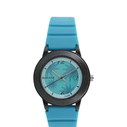 Blue Dial Plastic Strap Watch