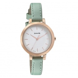 Blush It Up with White Dial Leather Strap Watch