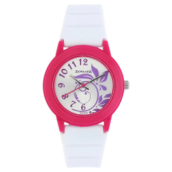 White Dial White Plastic Strap Watch