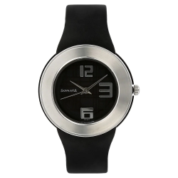 Black Dial Watch with Plastic Case