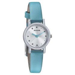 Floral Folkart inspired Silver Dial Leather Strap Watch