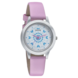 Floral Folkart inspired Off White Dial Leather Strap Watch