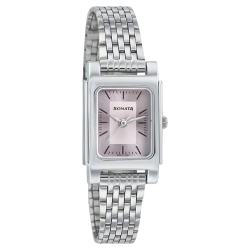 Essentials Pink Dial Stainless Steel Strap Watch