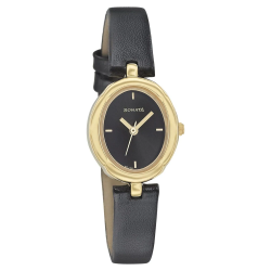 Essentials Black Dial Leather Strap Watch