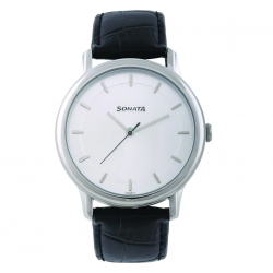 Sleek Silver Dial Leather Strap
