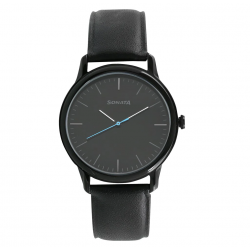 Sleek Black Dial Leather Strap