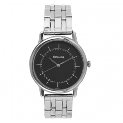 Sleek Black Dial Stainless Steel Strap