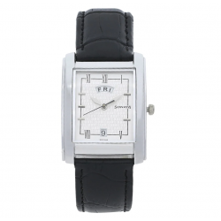 White Dial Black Leather Strap Watch