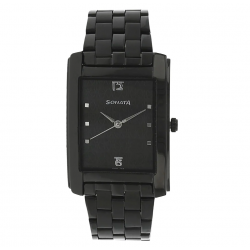 Black Dial Black Stainless Steel Strap Watch
